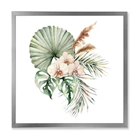 Tropical Bouquet with Orchids Palm Leaves  Canvas Wall Art Print