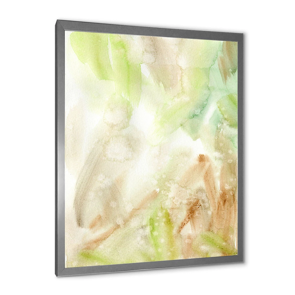 Pastel Abstract with Green Brown and Beige Spots Canvas Wall Art Print