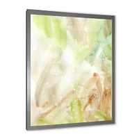 Pastel Abstract with Green Brown and Beige Spots Canvas Wall Art Print