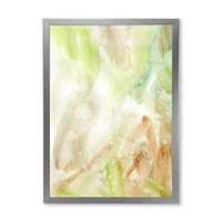 Pastel Abstract with Green Brown and Beige Spots Canvas Wall Art Print