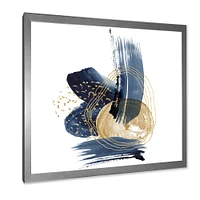 Landscape of Dark Blue Mountains & Gold Strokes II  Wall Art