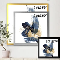 Landscape of Dark Blue Mountains & Gold Strokes II  Wall Art