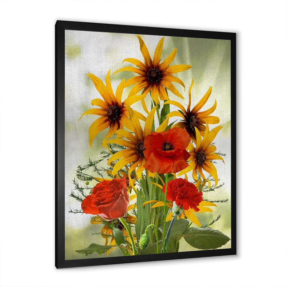 SunFlowers and Poppies The Wild  Canvas Wall Art Print