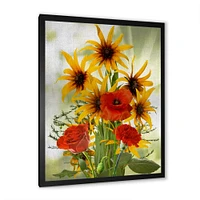 SunFlowers and Poppies The Wild  Canvas Wall Art Print