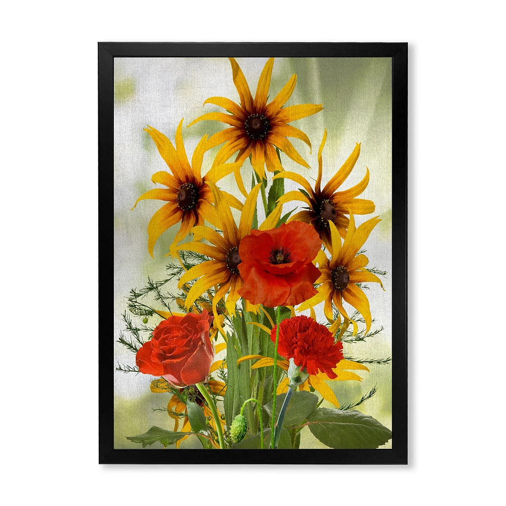 SunFlowers and Poppies The Wild  Canvas Wall Art Print