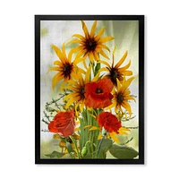 SunFlowers and Poppies The Wild  Canvas Wall Art Print