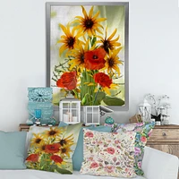 SunFlowers and Poppies The Wild Canvas Wall Art Print