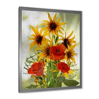 SunFlowers and Poppies The Wild Canvas Wall Art Print