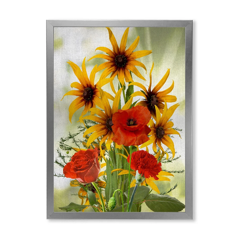 SunFlowers and Poppies The Wild Canvas Wall Art Print