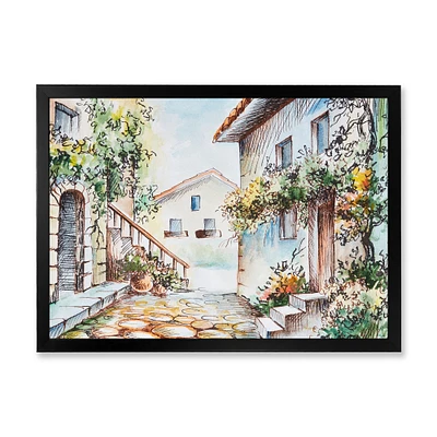 Sunny Day At The City Cozy Street  Canvas Wall Art Print