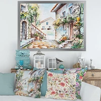 Sunny Day At The City Cozy Street  Canvas Wall Art Print