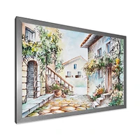 Sunny Day At The City Cozy Street  Canvas Wall Art Print
