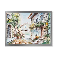 Sunny Day At The City Cozy Street  Canvas Wall Art Print