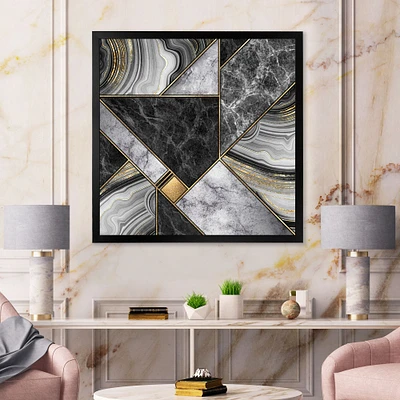 Marble Granite Agate with Touches of Gold  Canvas Wall Art Print