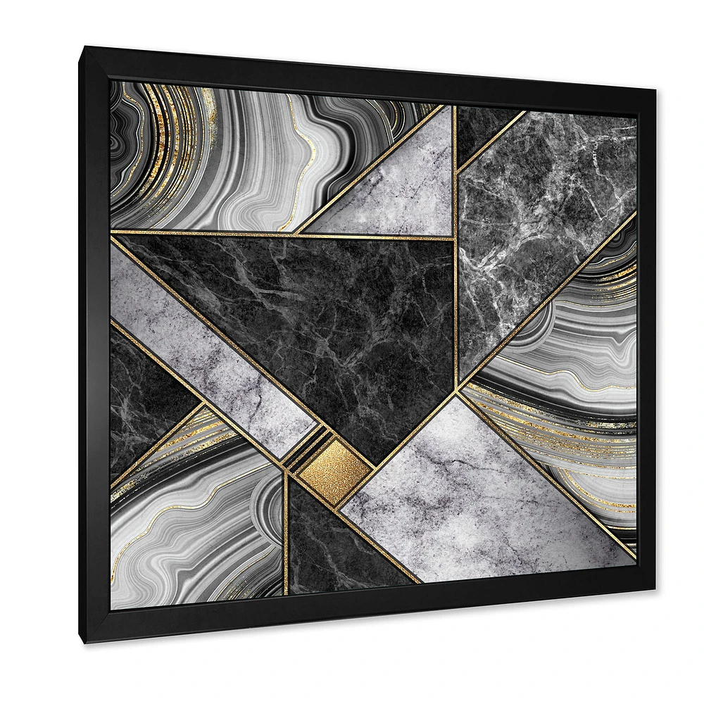 Marble Granite Agate with Touches of Gold  Canvas Wall Art Print