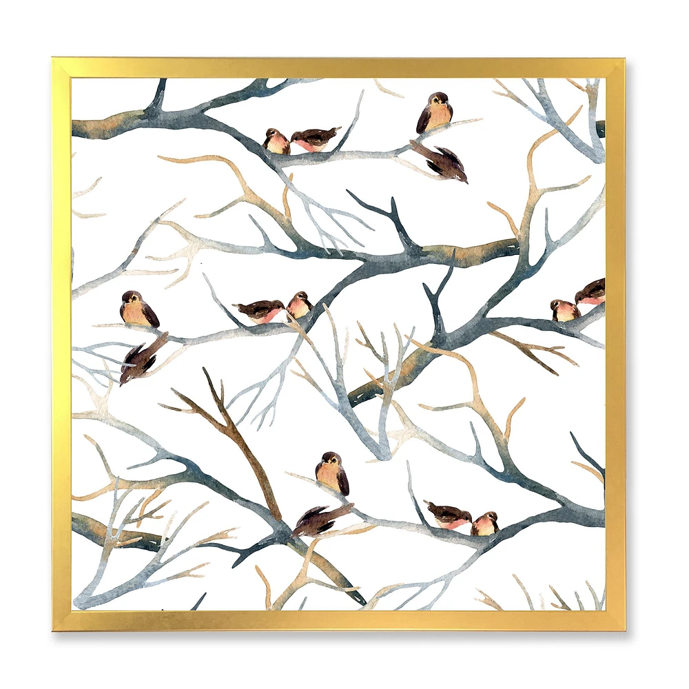 Toile imprimée « Little Birds on The Tree Branches I »