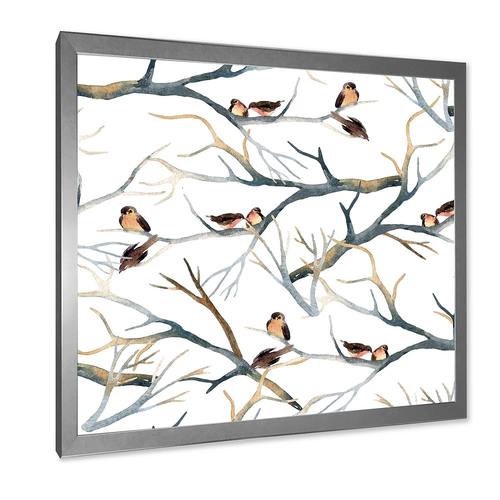 Toile imprimée « Little Birds on The Tree Branches I »