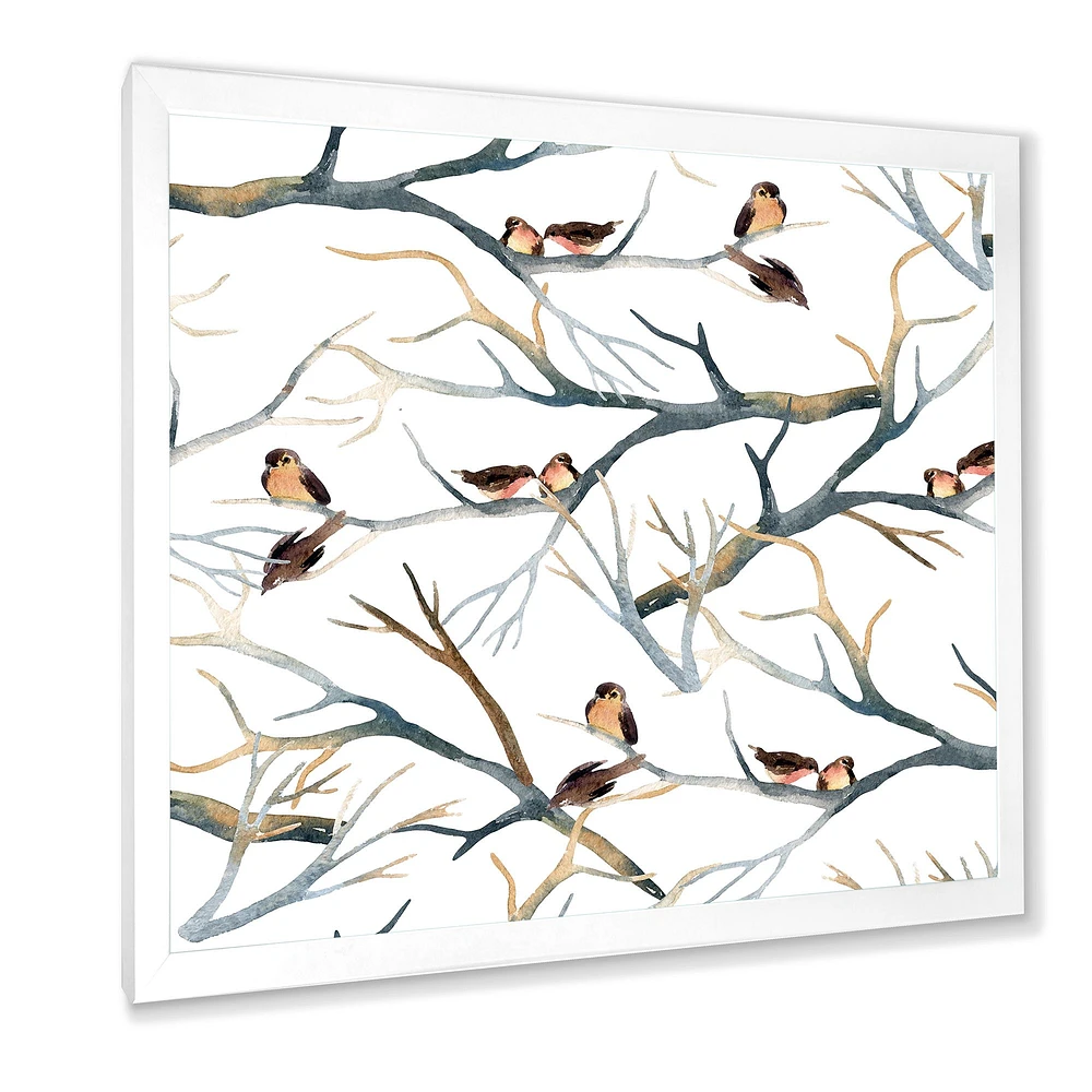 Toile imprimée « Little Birds on The Tree Branches I »