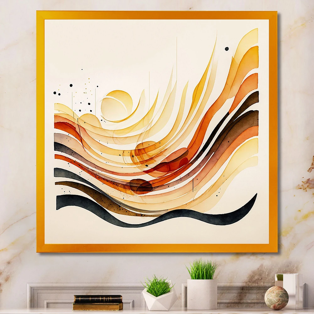 Burnt Orange Waves Abstract IV Wall Art