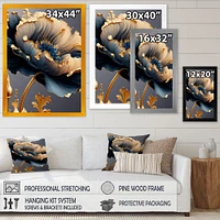 Deep Blue And Gold Single Flower VI Wall Art