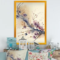 Pink And Plum Cherry Blossom Branch IV Wall Art