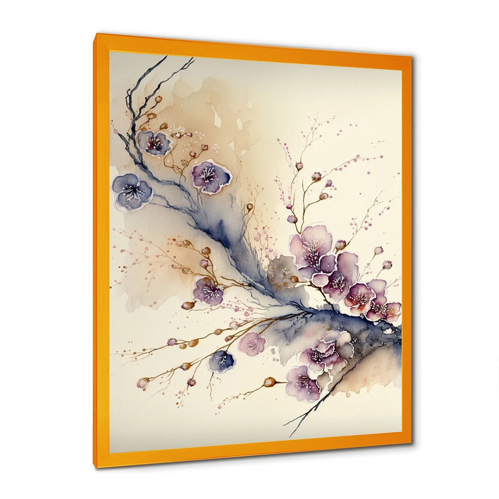 Pink And Plum Cherry Blossom Branch IV Wall Art