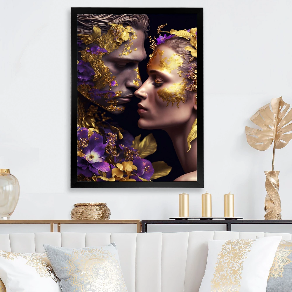 Loving Couple Floral Design I Wall Art