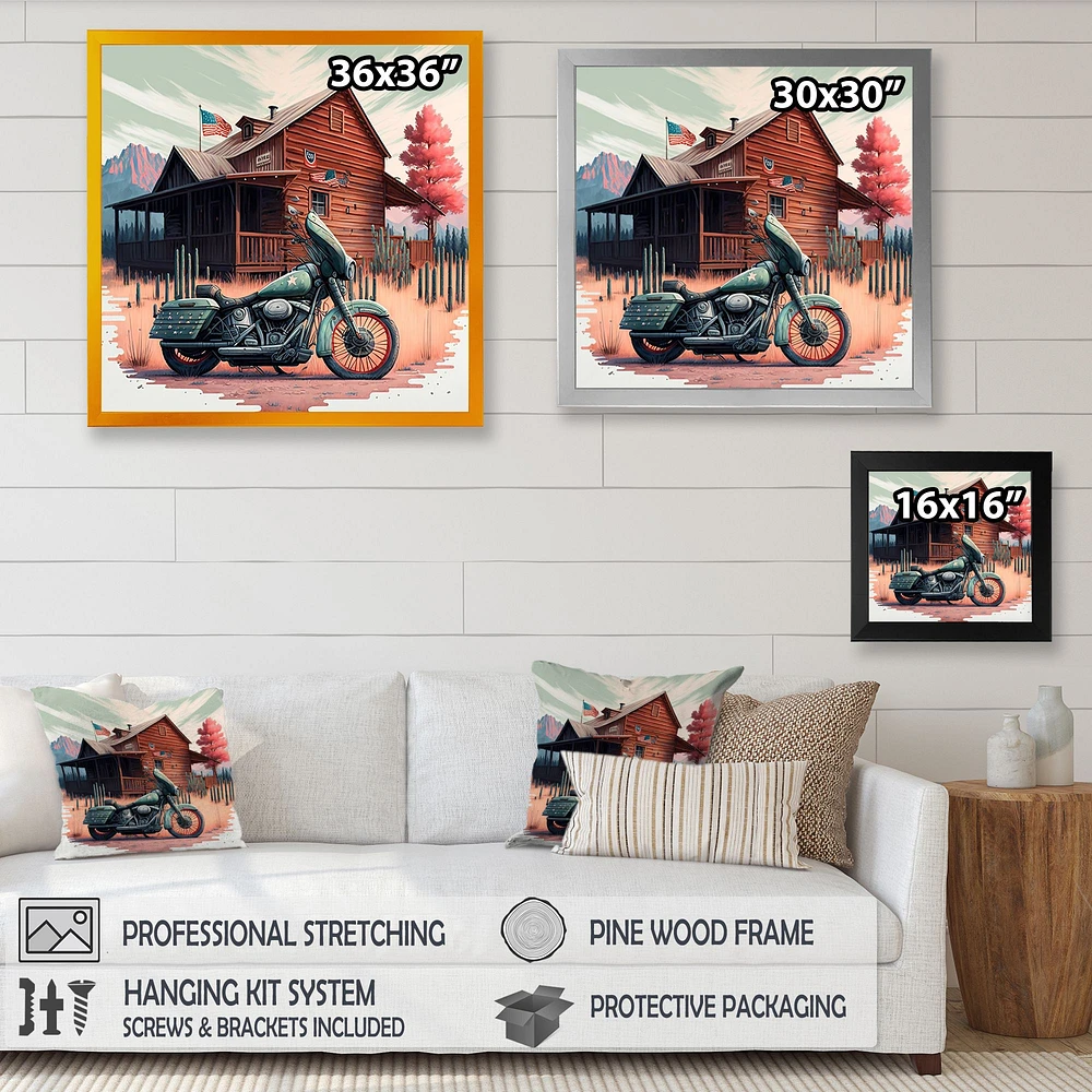 Motorcycle Parked At The Cabin V Wall Art