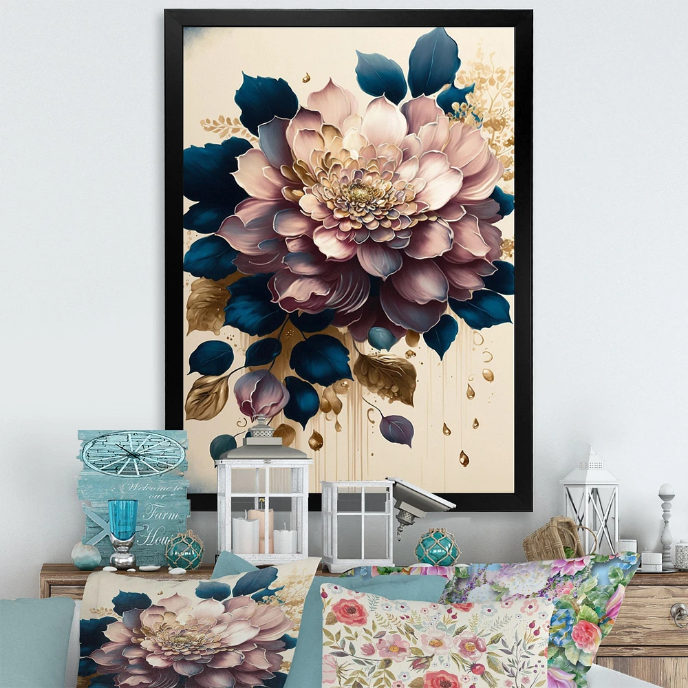 Deep Pink Dahlia Floral Design I Wall Art