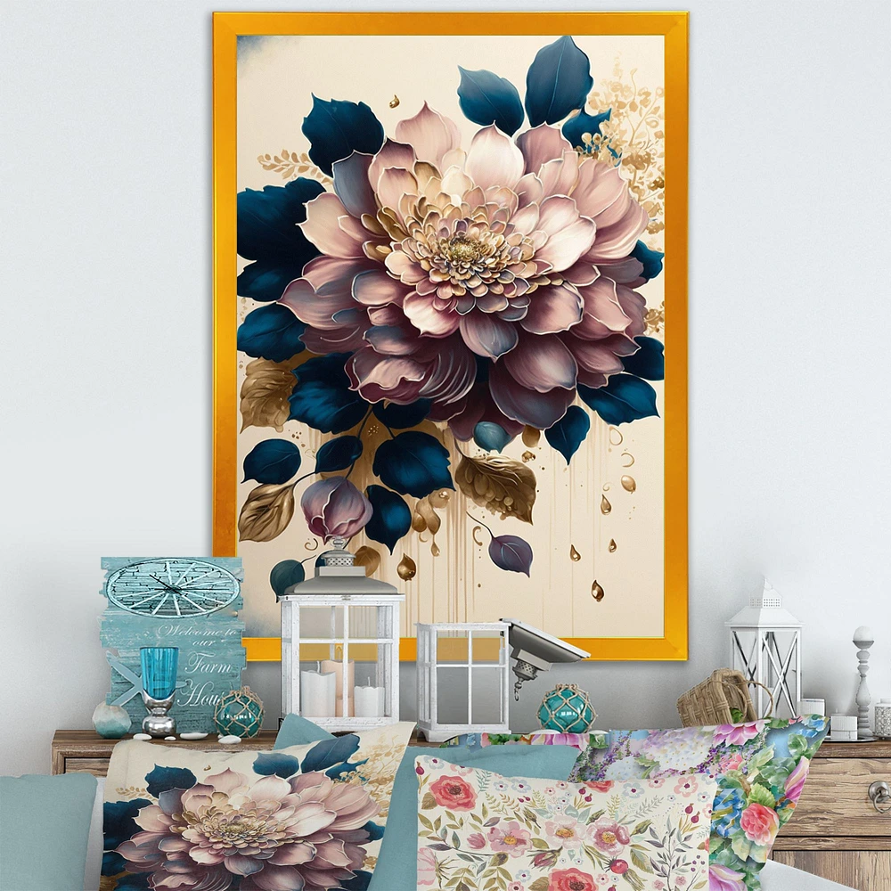 Deep Pink Dahlia Floral Design I Wall Art