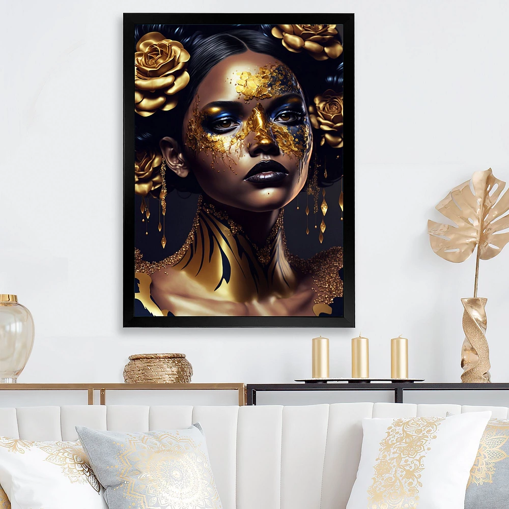 Gold Floral Woman V Wall Art