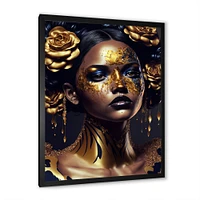 Gold Floral Woman V Wall Art