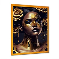 Gold Floral Woman V Wall Art