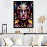 Woman With Colorful Butterfly V Wall Art