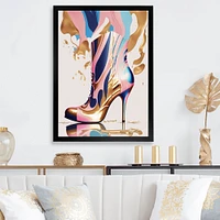 Pink And Blue Art Deco High Heel Boots Wall