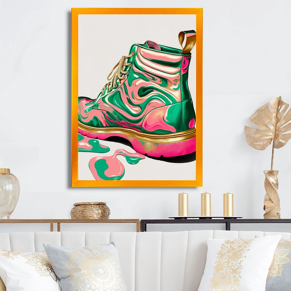 Pink And Green Art Deco Army Shoes Wall