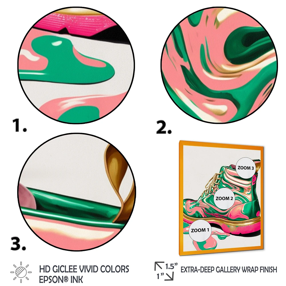 Pink And Green Art Deco Army Shoes Wall