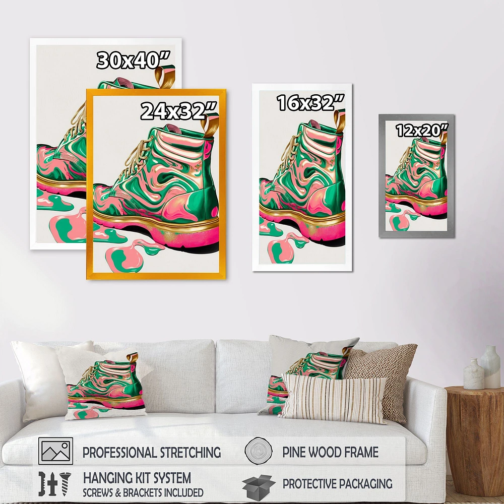 Pink And Green Art Deco Army Shoes Wall