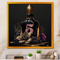 Chic Perfume Bottle With Pink Roses I Wall Art