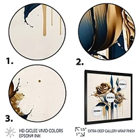 Roses Flow Flower On Golden Beige Paint V Wall Art