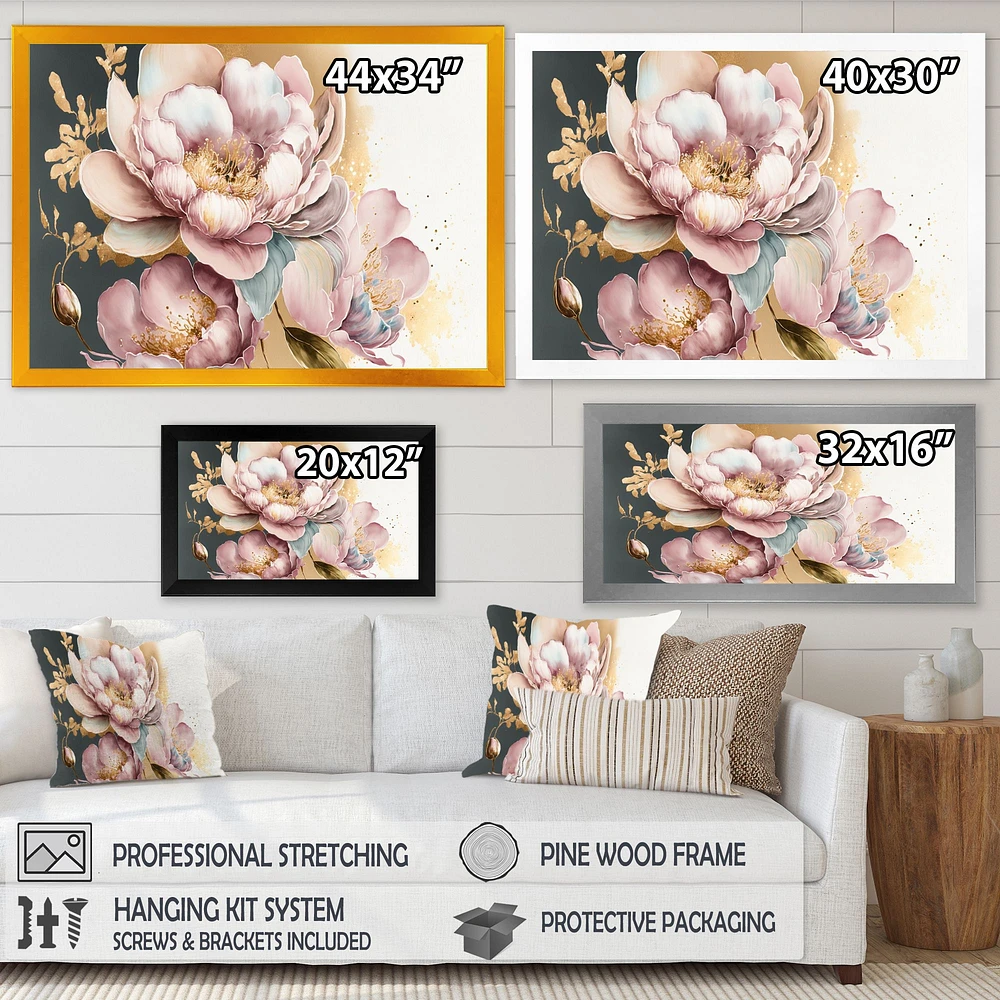 Pink And Gold Orchid Flower Wall Art