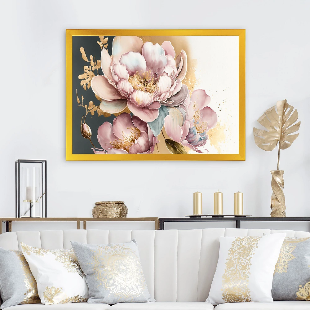 Pink And Gold Orchid Flower Wall Art