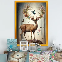 Deer With Blooming Antlers Wall Art