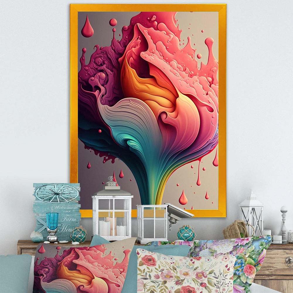 Multicolor Liquid Ink Tulip Flowers I Wall Art