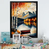 Red And Orange Birch Trees By The Lake VII Wall Art