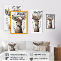 Cute Baby Caribou With Floral Crown I Wall Art