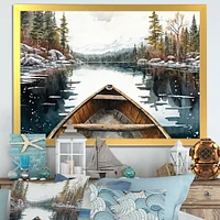 Winter Canoe Scenery I Wall Art