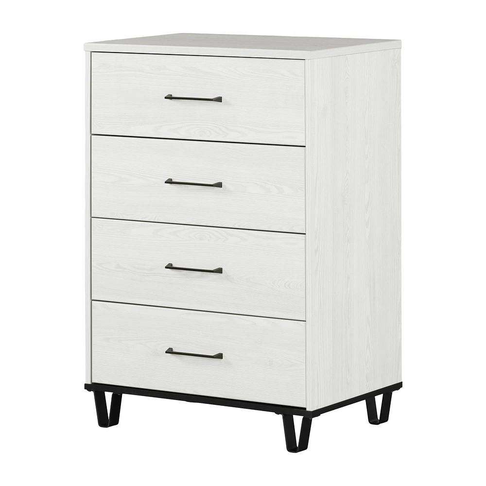 South Shore Furniture Arlen 4-Drawer Chest - White Pine and Black Matte