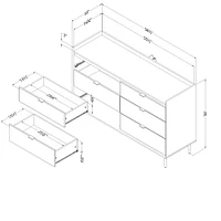 Hype 6-Drawer Double Dresser Natural Walnut and Faux Carrara Marble by South Shore Furniture