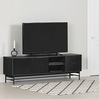 Arlo 2-Drawer TV Stand with Ribbed Doors in Ash Oak and Matte Black by South Shore Furniture